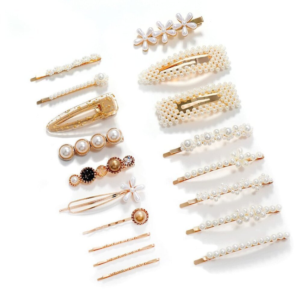 Women Hair Accessories Handmade Pearl Barrette Clip Set Flower Bobby Hairpins - Picture 1 of 8